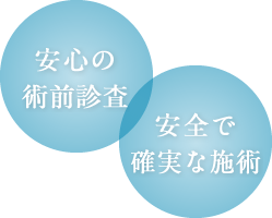 「安心の術前診査」「安全で確実な施術」